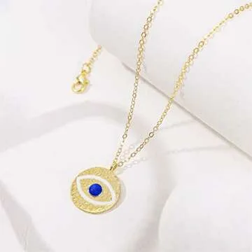 Nanafast Evil Eye Necklace Adjustable Third Eye necklace Dainty Eye Pendant Necklace for Women Girls Lucky Protection Gifts gold