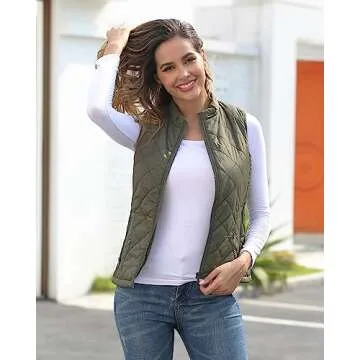 Fuinloth Women's Quilted Vest Lightweight Zip Padded Gilet