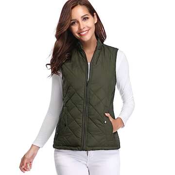 Fuinloth Women's Quilted Vest Lightweight Zip Padded Gilet