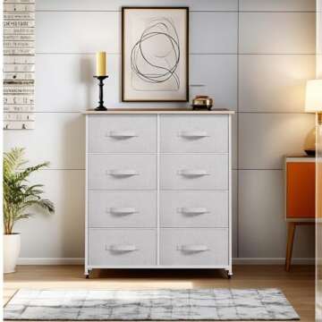 YITAHOME 8 Drawers Dresser - Fabric Storage Tower, Organizer Unit for Bedroom, Living Room & Closets - Sturdy Steel Frame, Easy Pull Fabric Bins & Wooden Top