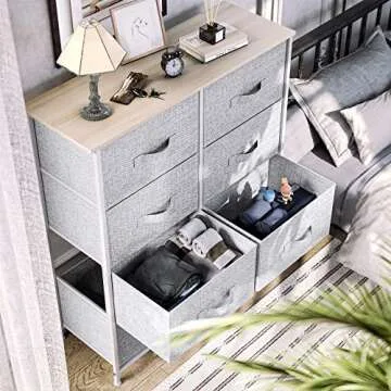 YITAHOME 8 Drawers Dresser - Fabric Storage Tower, Organizer Unit for Bedroom, Living Room & Closets - Sturdy Steel Frame, Easy Pull Fabric Bins & Wooden Top