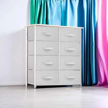 YITAHOME 8 Drawers Dresser - Fabric Storage Tower, Organizer Unit for Bedroom, Living Room & Closets - Sturdy Steel Frame, Easy Pull Fabric Bins & Wooden Top