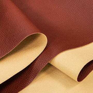 TORRAMI Soft Synthetic PU Fabric Material Faux Leather Sheets 2 Yards 54" x 72", 0.95mm Thick for Upholstery, DIY Crafts, Pebbled Pattern Brown