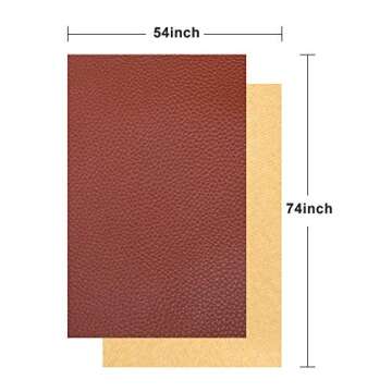 TORRAMI Soft Synthetic PU Fabric Material Faux Leather Sheets 2 Yards 54" x 72", 0.95mm Thick for Upholstery, DIY Crafts, Pebbled Pattern Brown