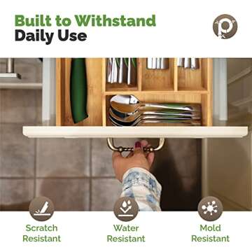 Pristine Bamboo Silverware Organizer for Kitchen Drawers