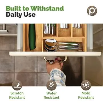 Pristine Bamboo Silverware Organizer for Kitchen Drawers