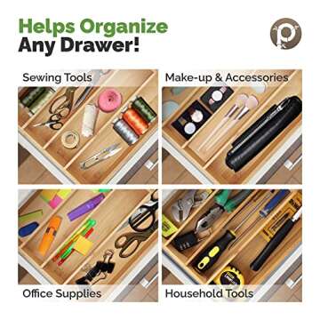 Pristine Bamboo Silverware Organizer for Kitchen Drawers