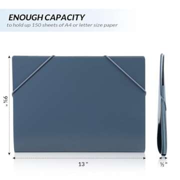 SKYDUE Accordion File Organizer, 5 Pocket Expanding File Folders with Pockets，Document Organizer Folio Portable Paper Organizer，School Office Supplies Black Blue