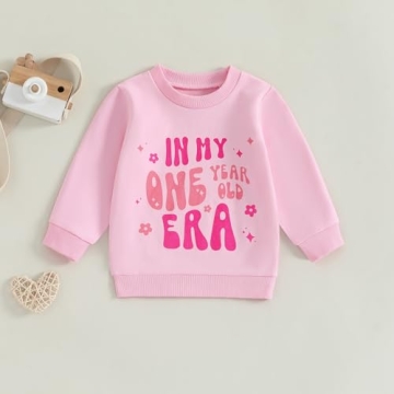 First Birthday Outfit for Baby Girls - Pink Sweatshirt, 12-18m