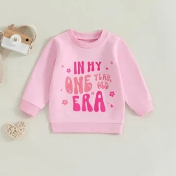 First Birthday Outfit for Baby Girls - Pink Sweatshirt, 12-18m