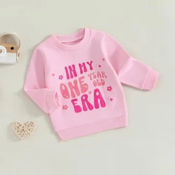 First Birthday Outfit for Baby Girls - Pink Sweatshirt, 12-18m