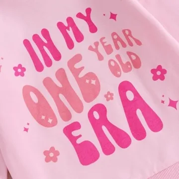 First Birthday Outfit for Baby Girls - Pink Sweatshirt, 12-18m