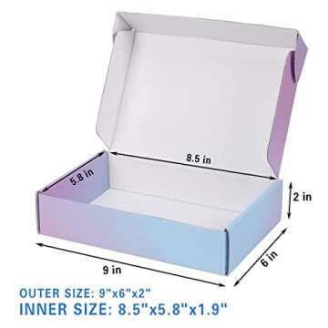 DERZIFUN 30 Pack 9x6x2 Inch Corrugated Packaging Mailer Boxes, Purple Shipping Packaging Boxes for S...