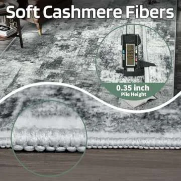 8x10 Area Rugs Washable Living Room Rug: Abstract Large Carpet Modern for Bedroom Kitchen Dining Room Nursery Neutral Tumble Rugs Soft Thin Low Pile 8 by 10 Non Slip Indoor - Black/Grey