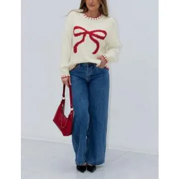 Cute MINSURE Y2K Bow Knit Sweater for Winter Styles