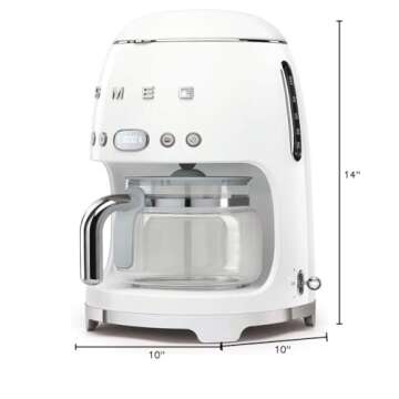 Smeg 50's Retro Style Aesthetic Drip Coffee Machine with 10 Cup Glass Carafe, Auto Start Feature, Ke...