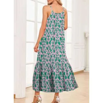 Dokotoo Women's Boho Summer Spaghetti Strap Maxi Dress