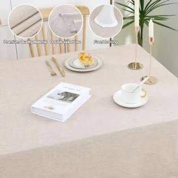 Smiry Waterproof Faux Linen Tablecloth for Dining Events