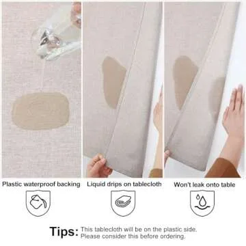 Smiry Waterproof Faux Linen Tablecloth for Dining Events