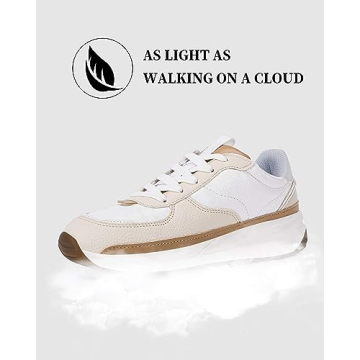 Coutgo Trendy Lace Up Sneakers for Women Comfortable Walking Shoes