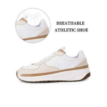 Coutgo Trendy Lace Up Sneakers for Women Comfortable Walking Shoes