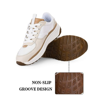 Coutgo Trendy Lace Up Sneakers for Women Comfortable Walking Shoes