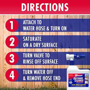 30 SECONDS Outdoor Cleaner 2 Pack with Hose End Sprayer - Cleans Stains from Algae, Mold and Mildew on Vinyl Siding, Deck, Patio, Brick and More