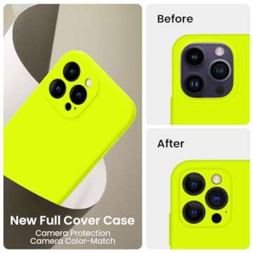 FireNova Designed for iPhone 14 Pro Case, Silicone Upgraded [Camera Protection] Phone Case with [2 Screen Protectors], Soft Anti-Scratch Microfiber Lining Inside, 6.1 inch,Fluorescent Green