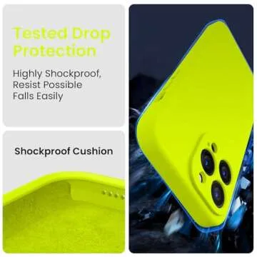 FireNova Designed for iPhone 14 Pro Case, Silicone Upgraded [Camera Protection] Phone Case with [2 Screen Protectors], Soft Anti-Scratch Microfiber Lining Inside, 6.1 inch,Fluorescent Green