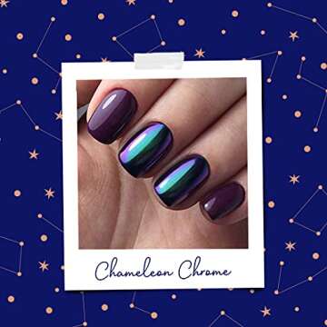 PrettyDiva Chameleon Chrome Nail Powder - Ombre Chameleon Powders Chrome Nail Pigment Mirror Finish, Color Shifting Nail Pigment with Multi-chrome Nail Powder - Fairy