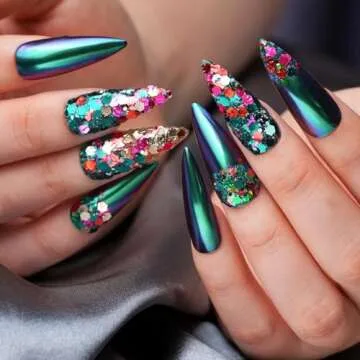 PrettyDiva Chameleon Chrome Nail Powder - Ombre Chameleon Powders Chrome Nail Pigment Mirror Finish, Color Shifting Nail Pigment with Multi-chrome Nail Powder - Fairy