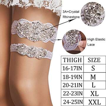 Elegant yanstar Bridal Garter with Rhinestones for Wedding