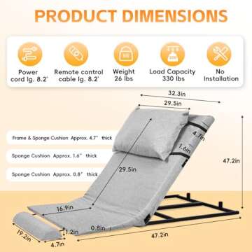 YUCHENGTECH Adjustable Electric Lifting Backrest for Bed - 330LBS Support