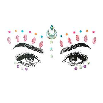 SHINEYES 6 Pcs Music Festival Face Jewels, Rhinestone Rave Face Gems Glitter,Crystal Birthday Party Festival Face Sticker, Eyes Face Body Temporary Tattoos for Festival Party