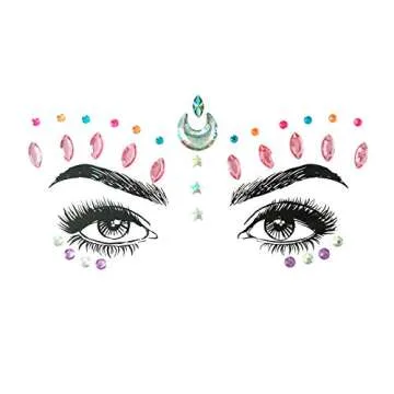 SHINEYES 6 Pcs Music Festival Face Jewels, Rhinestone Rave Face Gems Glitter,Crystal Birthday Party Festival Face Sticker, Eyes Face Body Temporary Tattoos for Festival Party