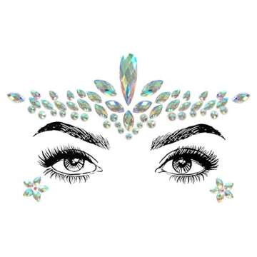 SHINEYES 6 Pcs Music Festival Face Jewels, Rhinestone Rave Face Gems Glitter,Crystal Birthday Party Festival Face Sticker, Eyes Face Body Temporary Tattoos for Festival Party