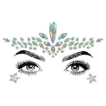SHINEYES 6 Pcs Music Festival Face Jewels, Rhinestone Rave Face Gems Glitter,Crystal Birthday Party Festival Face Sticker, Eyes Face Body Temporary Tattoos for Festival Party