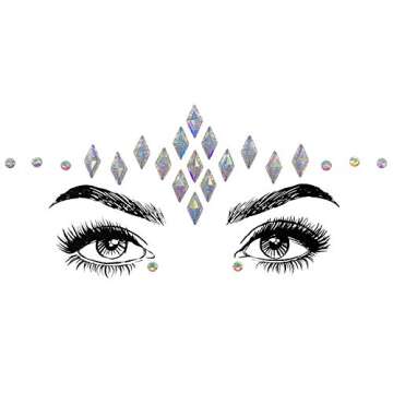 SHINEYES 6 Pcs Music Festival Face Jewels, Rhinestone Rave Face Gems Glitter,Crystal Birthday Party Festival Face Sticker, Eyes Face Body Temporary Tattoos for Festival Party