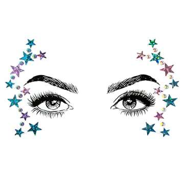 SHINEYES 6 Pcs Music Festival Face Jewels, Rhinestone Rave Face Gems Glitter,Crystal Birthday Party Festival Face Sticker, Eyes Face Body Temporary Tattoos for Festival Party
