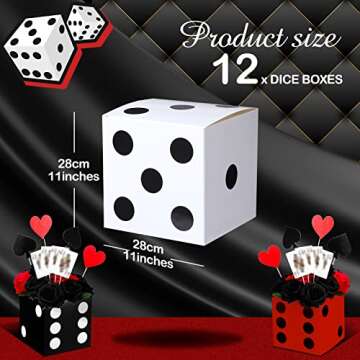 Ctosree 12 Pcs Large Casino Dice Boxes 11 in Casino Theme Party Decoration Vegas Jumbo Giant Dice Ce...