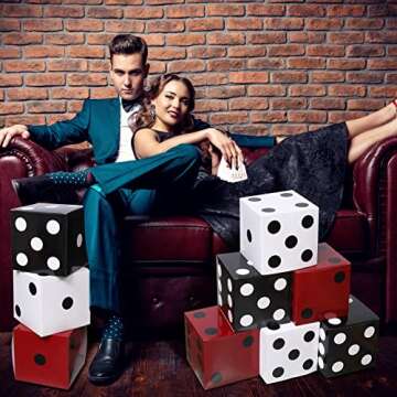Ctosree 12 Pcs Large Casino Dice Boxes 11 in Casino Theme Party Decoration Vegas Jumbo Giant Dice Centerpieces Table Top Dice Casino Night Graduation Prom Birthday Party Supply(Black, White, Red)