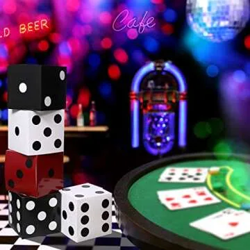 Ctosree 12 Pcs Large Casino Dice Boxes 11 in Casino Theme Party Decoration Vegas Jumbo Giant Dice Centerpieces Table Top Dice Casino Night Graduation Prom Birthday Party Supply(Black, White, Red)