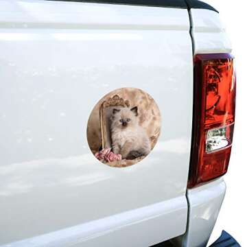 Ragdoll Tiffany Cat Kitten Victorian Roses Vinyl Circle Magnet