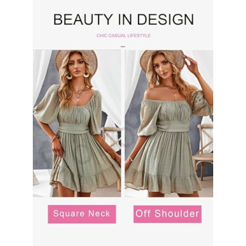 Dokotoo Womens Square Neck Mini Dress Chic Summer Essential