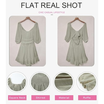 Dokotoo Womens Square Neck Mini Dress Chic Summer Essential