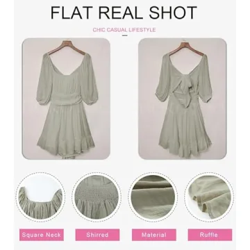 Dokotoo Womens Square Neck Mini Dress Chic Summer Essential