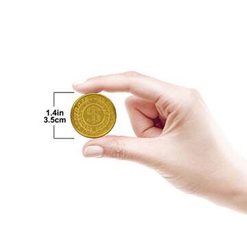 1790 HEHALI 320pcs Pirate Themed Treasure Set, 160 Gold Coins & 160 Colored Gems, High Gloss Acrylic...