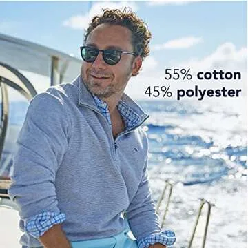 vineyard vines Men's Saltwater Quarter-Zip Pullover Sweater, Grey Heather, L