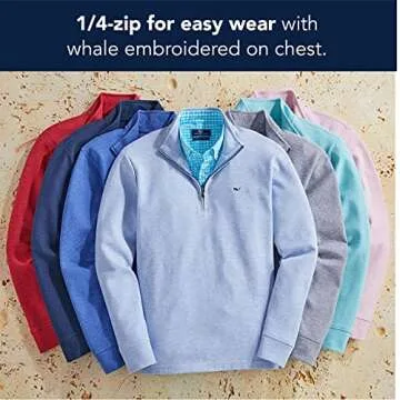 vineyard vines Men's Saltwater Quarter-Zip Pullover Sweater, Grey Heather, L