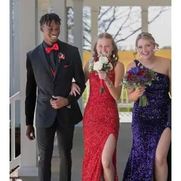 One Shoulder Sequin Prom Dresses 2025 Long Mermaid Formal Evening Gowns for Women Party Dress with Slit White Customize